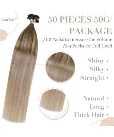 LAAVOO Bonding Hair Extensions - Real Ombre Blonde & Light Brown with Keratin Bonds - 50g U-Tip #8/18/60 - 35cm Length - Buy Online on GoSupps.com