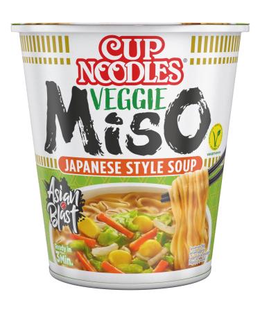 Nissin Cup Noodles-Veggie Miso 8 Pack Soup Style Instant pasta of Japanese with Miso paste and vegetables quickly prepared in the cup vegetarian Asian food (8 x 67 g)
