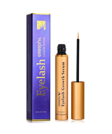 Eyelash Growth Serum by Greephil - Lash Serum for Longer Fuller Eyelashes and Brows with Natural Extract and Oligopeptide, Premium Intensive Treatment Formula