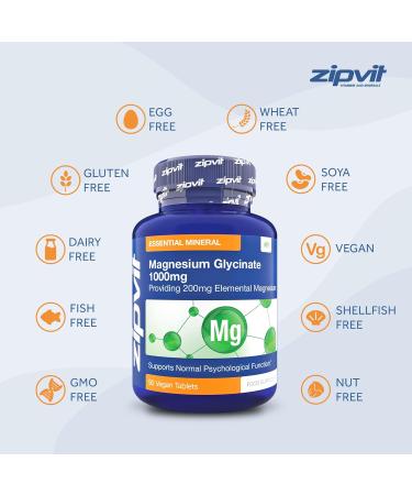 High Strength Magnesium Glycinate 1000mg - 90 Vegan Tablets for Sleep, Bone & Muscle Function - Vegan Supplement - Buy Online on GoSupps.com