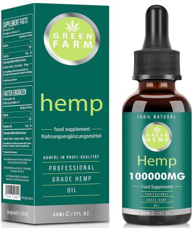 Premium Natural Oil Drops Maximum Strength High Potency Formula for Joint Muscle Sleep & Anxiety Rich in Omega 3-6-9 Fatty Acid & Vitamin C-E 100000mg 60ml 60 Ml (Pack of 1)