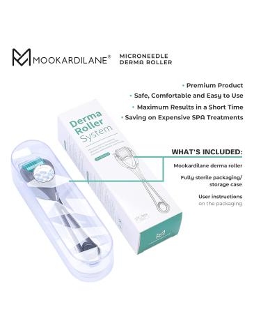 MOOKARDILANE 192 Stainless Steel Derma Roller for Beard & Hair Growth | Microneedling Roller for Face & Body with Storage Case 1.50mm - Buy Online on GoSupps.com