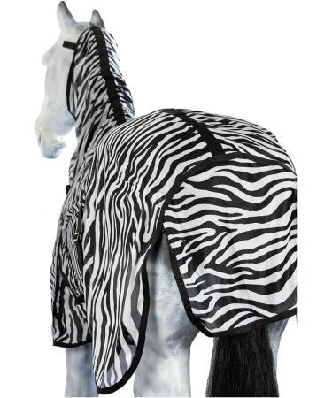 Marengos Zebra Flying Ceiling - Breathable Eczema Protection Blanket | Insect-Resistant Outdoor Horse Gear 105cm White/Black - Buy Online on GoSupps.com