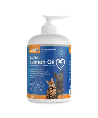 Zipvit Salmon Oil for Dogs 1 Litre 100% Pure Scottish Salmon Oil. Natural Omega 3 6 & 9 Supplement for Dogs and Cats. Supports Healthy Coat and Skin and Maintains Joint and Brain Health. 1 l (Pack of 1)