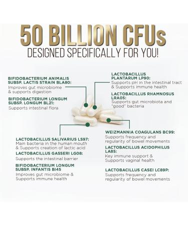 Probiotics 50 Billion CFU + 10 Strains - Max Absorption Daily Probiotic for Women & Men Lactobacillus Blend for Immune Support Prebiotics for Digestive & Gut Support Bottle In USA - 120 Capsules 120 Count (Pack of 1) - Buy Online on GoSupps.com