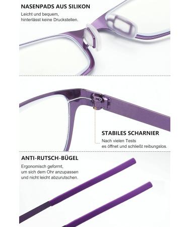 Buy Lanomi Blue Light Filter Reading Glasses - Ultra-Light Metal Full Frame UV400 Protection for Men & Women - Includes Case 1.0 Diopter - Buy Online on GoSupps.com
