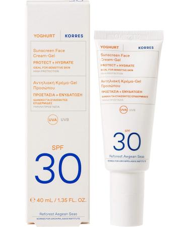 KORRES YOGHURT Sunscreen - SPF 30 Gel for Face - OMC and Octocrylene Free - Fast Absorbing Sun Protection - 40 ml - Buy Online on GoSupps.com