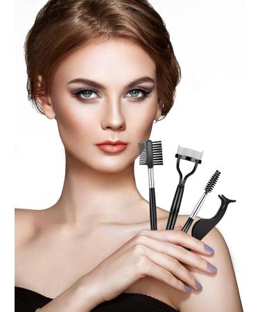 EBANKU Eyelash Comb & Spoolie Set - Double Ended Professional Eyelash Separator Tool for Perfect Lashes - 4pcs Black - International Shipping Available - Buy Online on GoSupps.com