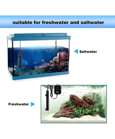 AQQA Submersible Aquarium Heater 800W - External Temperature Controller - LED Display - Suitable for 80-220 Gallon Saltwater and Freshwater Tanks - Buy Online on GoSupps.com