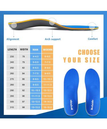 Plantar Fasciitis Arch Support Insoles - Orthotic Inserts for Flat Feet & Foot Pain Relief - Men and Women - Blue UK-12-305mm - Buy Online on GoSupps.com