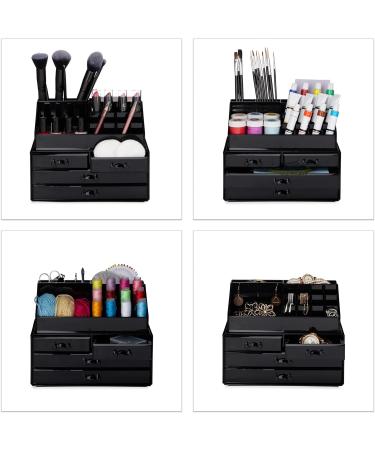 Relaxdays Small Make-Up Organizer - 2-Part Acrylic Storage with Lipstick Holder & 4 Drawers White - 19x24x13.5 cm - Buy Online on GoSupps.com