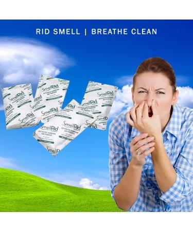 SMELLRID Reusable Activated Charcoal Odor Absorber That Works 10 Pack - Medium 50 g (3.2" x 5) Pack Treats 25 Sq. Ft. - Premium Natural Deodorizer for Purse  Helmet  Gloves  Pets  Safe & More - Buy Online on GoSupps.com