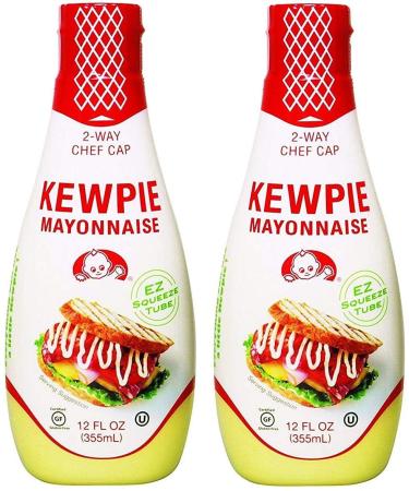 Kewpie Mayonnaise - Japanese Mayo Sandwich Spread Squeeze Bottle - 12 Ounces (Pack of 2) Cream White 12 Fl Oz (Pack of 2)