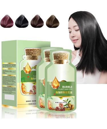 Natural Plant Dye, Bubble Hair Dye, Plant Coloring Cream, Pure Plant Extract for Gray Hair Bubble Dye, Plant Coloring Cream (Natural Black)