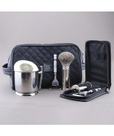 Haryali London Razor set-6-part shaving brush set-double-cut razor planer-shaving soap-shaving cup-shaving bag-shaving set-shaving set made of roof hair
