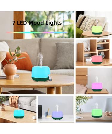 Diffofe 300ml Essential Oil Diffuser with Remote Control - Electric Aroma Humidifier - 8 Hours Quiet Operation - 7 LED Color Night Lights - Timer - Green - Buy Online on GoSupps.com