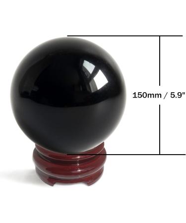 Mina Heal 150mm Obsidian Crystal Ball for Feng Shui Meditation & Interior Decor - 100% Authentic Fortune Teller Stone - Buy Online on GoSupps.com