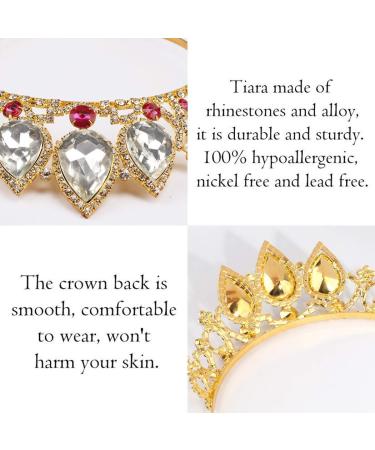 Gold Crystal Tiara Headband for Girls - Princess Birthday Crown with Pearls and Rhinestones | Wedding Hair Accessory for Flower Girls and Costumes - Buy Online on GoSupps.com