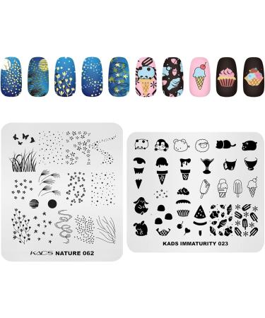 KADS 10pcs Nail Stamping Plates - Heart Rabbit Flower & Ice Cream Designs | DIY Nail Art Tools for Stunning Manicures - Buy Online on GoSupps.com
