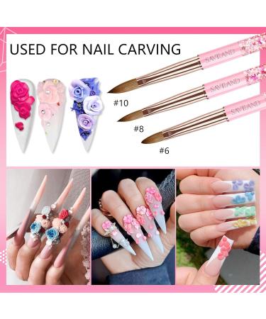 Saviland 6PCS Acrylic Nail Brush Set - Pink Gradient Handle, Sizes 6/8/10/12/14/16 - Ideal for Acrylic Nails, Powder & Nail Art - Beginner Friendly - Buy Online on GoSupps.com