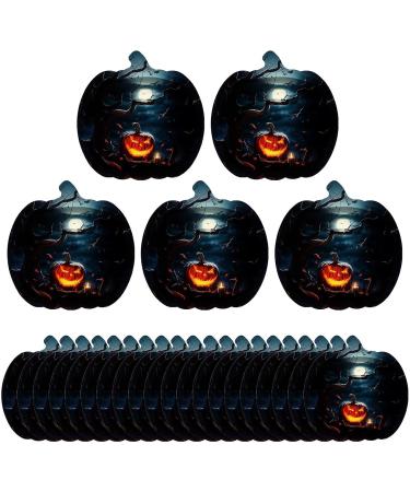 Fovolat Pumpkin Halloween Plates | Black Scary Pumpkin Paper Plates - 9Inch Pumpkin Shaped Dinner Platter Supplies for Autumn Tableware for Candy Treat Cake Snack - Buy Online on GoSupps.com