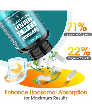 13 in 1 NMNH (Dihydronicotinamide Mononucleotide) 1000mg Per Serving NMN Supplement Alternative with Liposomal NAD+ and Resveratrol Non-GMO Gluten-Free for Anti-Aging Energy Focus 90 Capsules 90 Count (Pack of 1) - Buy Online on GoSupps.com