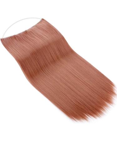 Silk-co One Piece Wire in Hair Extensions 20inch Long Straight Hairpiece No Clip Synthetic Hair Wire String Redish Brown - Buy Online on GoSupps.com