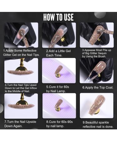 YOKE FELLOW 10ML Reflective Glitter Gel Nail Polish - Gold | Sparkly Shiny UV Gel Varnish for Salon & DIY Manicure - Buy Online on GoSupps.com