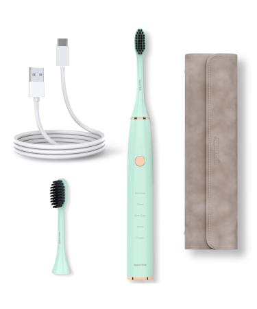 Sonic Toothbrush - Electric Portable Toothbrush with Timer 5 Cleaning Modes and 3 Intensity Levels - Sonic Electric Toothbrush for Adults with Long-Lasting 90-Days Battery Life Cyan