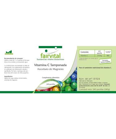 Fairvital | Vitamine C comme l'ascorbate de magn sium - boite de 8 mois - VEGAN - 240 comprim s - facile sur l'estomac - Buy Online on GoSupps.com