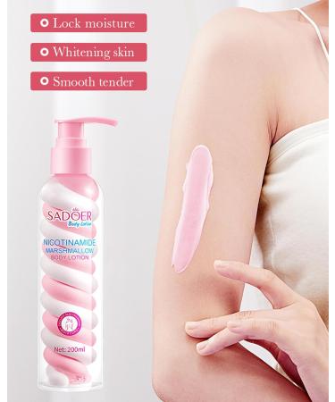 Niacinamide Marshmallow Body Lotion Niacinamide Body Lotion Moisturising Body Lotion for Glowing Skin Deeply Nourishing Moisturising Making Skin Softer Smoother 200ml - Buy Online on GoSupps.com