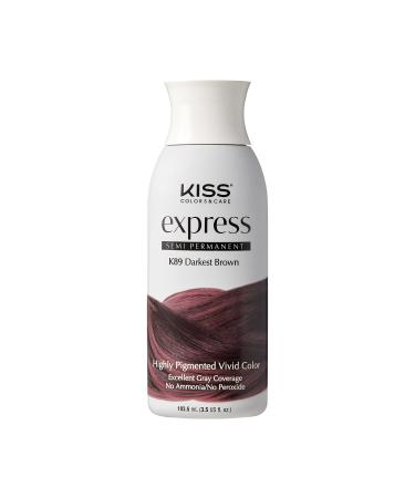 Kiss Express Semi-Permanent Hair Color 100mL (3.5 US fl.oz) (1 Count  Darkest Brown) Darkest Brown 3.40 Fl Oz (Pack of 1)