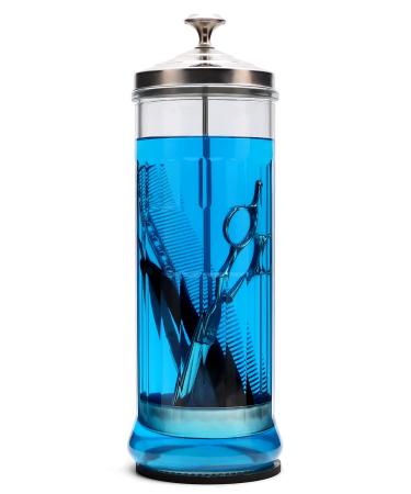 ZIBARBER Glass Disinfectant Jar, 50 Oz Large Sterilizing Jar for Manicure&Pedicure Implements, Salon Barber Tools - 11.7