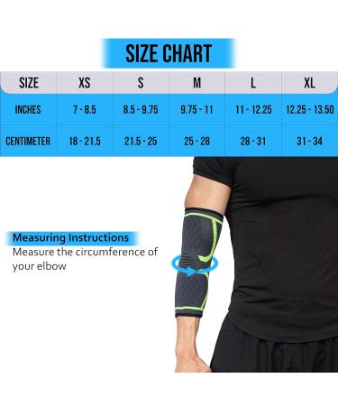360 RELIEF Compression Elbow Brace Sleeve - Medium Green | Joint Pain Relief for Men and Women | Ideal for Tendonitis, Tennis, Golf, Workout, Weightlifting | Includes Mesh Laundry Bag - Buy Online on GoSupps.com