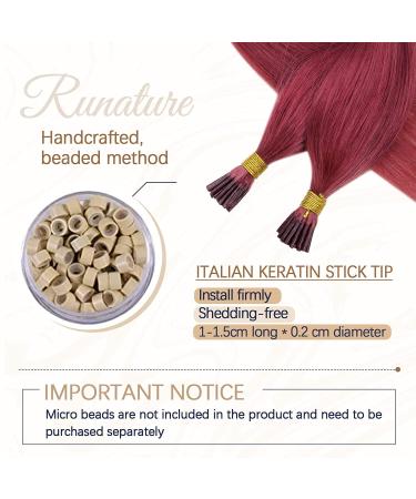 Runature Keratin Bonding Extensions - 40cm I-Tip Real Hair 20g Remy Fusion Extensions 25 Strands - Burgundy #Castle - Buy Online on GoSupps.com