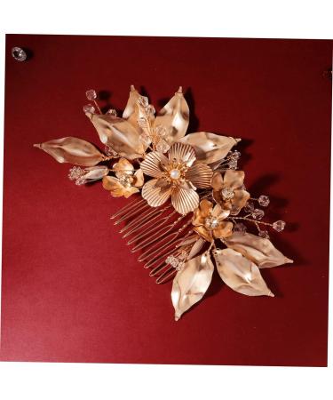 FRCOLOR Golden Flower Hair Comb hair accessories for women wedding hair accessories women hair accessories hair jewels for women Crystal bridal headpiece comb bridal hair accessories alloy - Buy Online on GoSupps.com