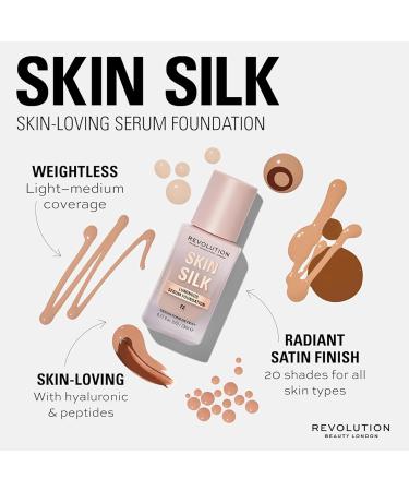 Makeup Revolution Skin Silk Serum Foundation Light to Medium Coverage Contains Hyaluronic Acid F8 23ml - Buy Online on GoSupps.com