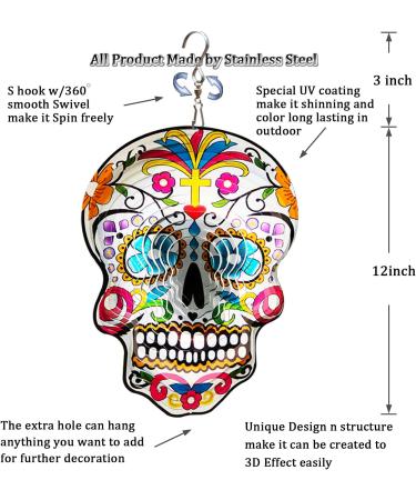 FONMY 12-inch Silver Sugar Skull Garden Wind Spinner - Unique Outdoor Decor & Gift - Buy Online on GoSupps.com