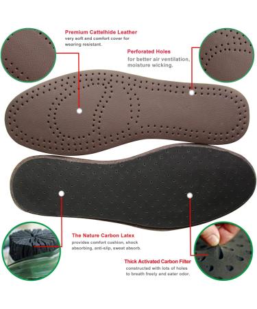 Brown Leather Insoles for Men | Thin Shoe Inserts for Dress Shoes & Sneakers | 2 Pairs - Black & Brown - Buy Online on GoSupps.com