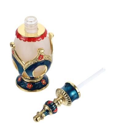 Lurrose Vintage Perfume Bottle Empty Refillable Perfume Bottle 25ml Glass Essential Oils Dropper Bottle(Blue)