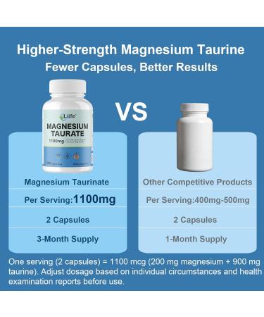 LIIFE Magnesium Taurate 1100mg -180 Vegetarian Capsules-200MG Elemental Magnesium Per Serving - Supports restful Sleep & Helps Maintain Healthy Muscle Function - Buy Online on GoSupps.com