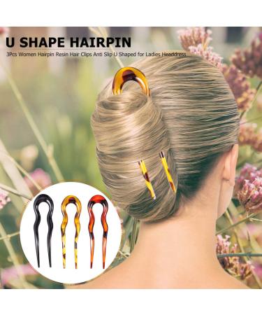 Frcolor 3Pcs U-Shaped Hair Forks - Chinese Style Hair Clips & Pins for Stylish Women | Elegant Hair Jewelry Accessories - Buy Online on GoSupps.com