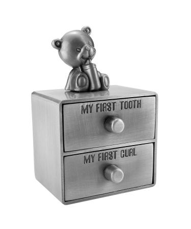 Mogoko Silver Tooth Box, Baby First Tooth and Curl Keepsake Box Set, Kids Teeth Fairy Holder for Boy or Girl