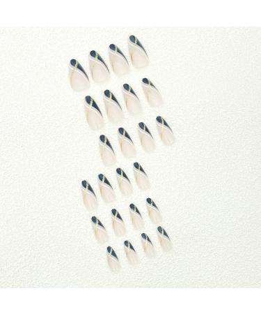 Justotry Gold Glitter Stiletto Nails - 24-Piece Black French Press-On Almond Fake Nails for Women | Beautiful Glitter Art | International Shipping - Buy Online on GoSupps.com