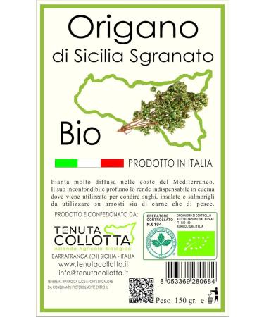 Buy Tenuta Collotta Organic Dried Oregano 150g - Authentic 100% Italian Spice from Sicily - International Shipping Available - Buy Online on GoSupps.com