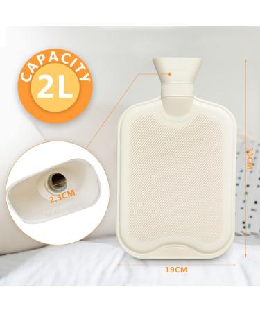 OBQO 2.0L Hot Water Bottle with Soft Cover - Leak-Proof Fluffy Natural Rubber Hand Warmer - Ideal Gift for Kids & Adults (Gray) - Buy Online on GoSupps.com