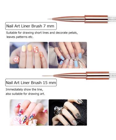 Ycyan 5Pcs Nail Art Brush Set with Rhinestone Handle - Gel Polish Design Brushes for Salon and DIY Manicure - Rose Gold - Buy Online on GoSupps.com