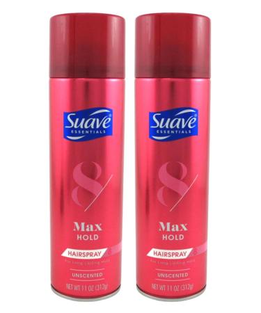 Suave Essentials Hairspray Max Hold 8 Unscented 11 Ounce (Pack of 2) - Buy Online on GoSupps.com