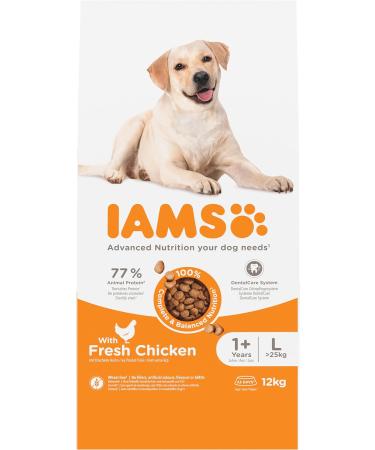 IAMS Complete Dry Dog Food for Adult 1+ Large Breeds with Chicken 12 kg 12 kg (Pack of 1) - Buy Online on GoSupps.com