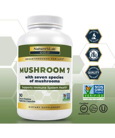 Nature's Lab Mushroom 7 - 7 Organic Mushrooms with Lion's Mane, Reishi, Turkey Tail - 90 Capsules - Buy Online on GoSupps.com